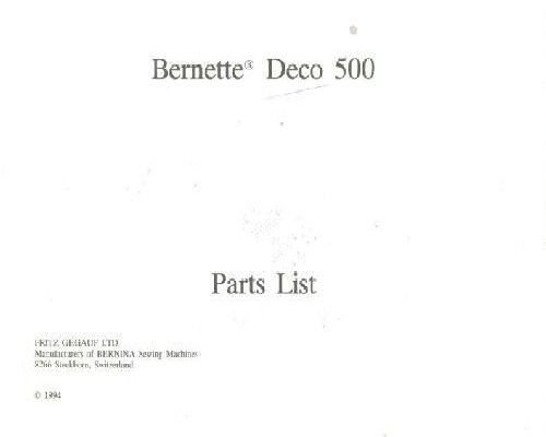 Bernette Deco 500 Parts Book