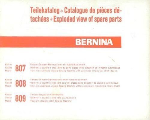 Bernina 807 808 809 Sewing Machine Parts Book