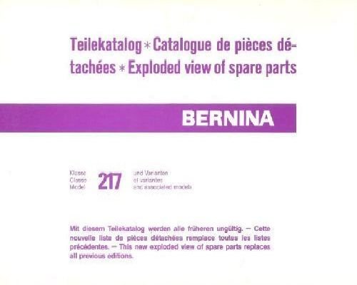 Bernina 217 Sewing Machine Parts Book