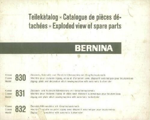 Bernina 830 831 832 Sewing Machine Parts Book
