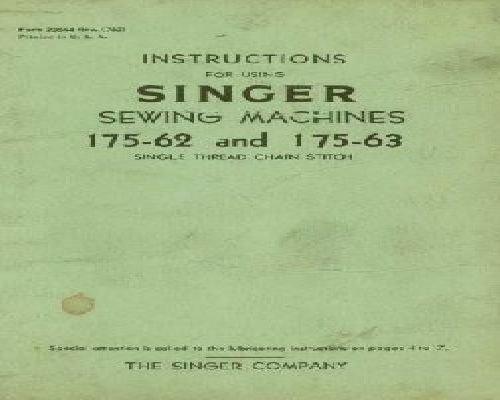 Singer 175-62 and 175-63 Single Thread Chain Stitch Industrial Sewing Machine
