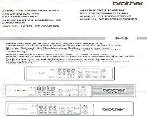 Brother F-40 Operation Panel Instruction Manual