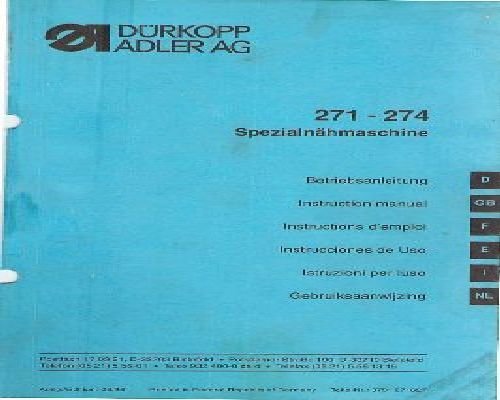 Durkopp Adler 271-274 English