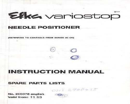 EFKA Variostop Needle Positioner