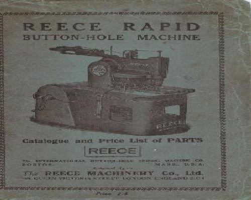 Reece Rapid Button-Hole Parts Book