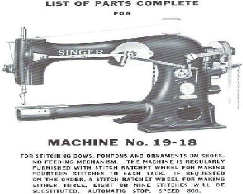 Singer 19-18 Industrial Sewing Machine Parts Book