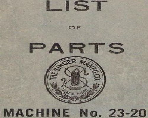Singer 23-20 Industrial Sewing Machine Parts Book
