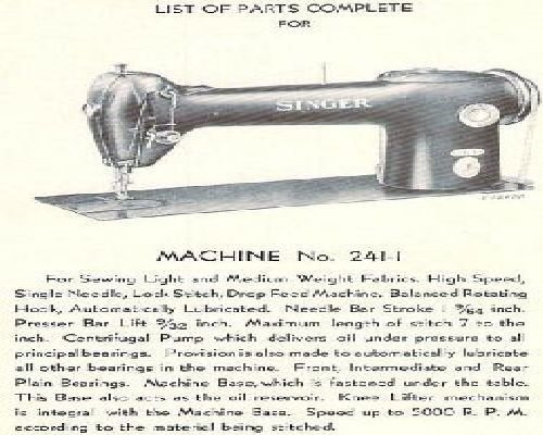 Singer 241-1 241-2 & 241-3 Industrial Sewing Machine