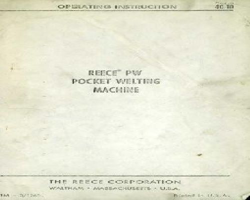 Reece PW Pocket Welting Machine manual