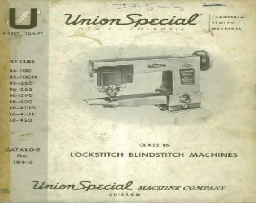 Union Special Class 16 manual