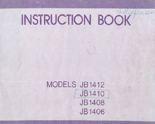New Home JB 1412 JB 1410 JB 1408 JB 1406 Manual