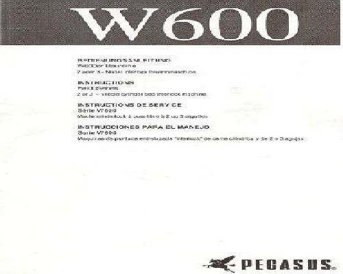 Pegasus W600 Series 2 or 3 Needle Manual