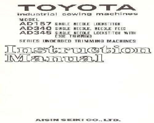 Toyota AD157 AD340 & AD345 manual