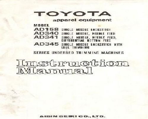 Toyota AD158 AD340 AD341 & AD345 manual